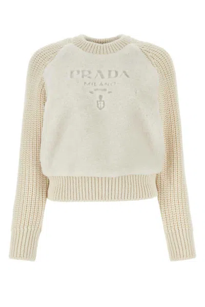 Prada Shearling And Alpaca Crew Neck Sweater