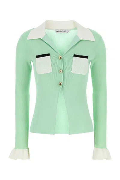Self-portrait Self Portrait Women Green Viscose Blend Cardigan In Green