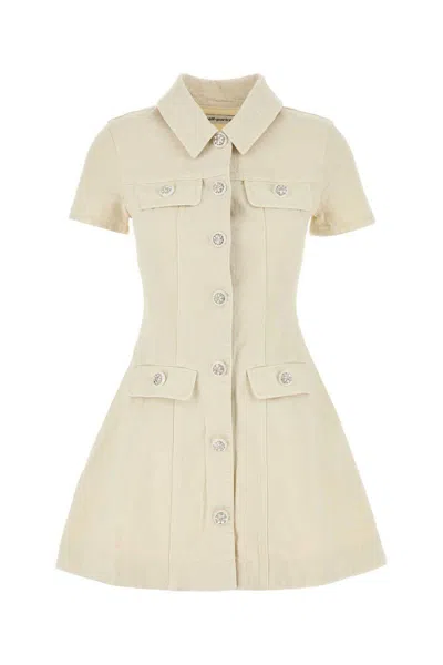 Self-portrait Structured Beige Dress With Classic Collar And Flap Pockets In Neutral