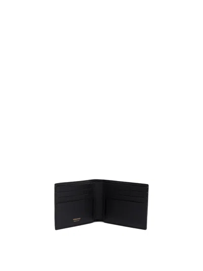 Ferragamo Men Black Hammered Calfskin Gancini Wallet In Black