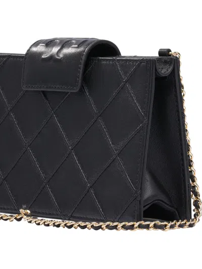 Tory Burch Black Mini Fleming Chain Wallet In Black