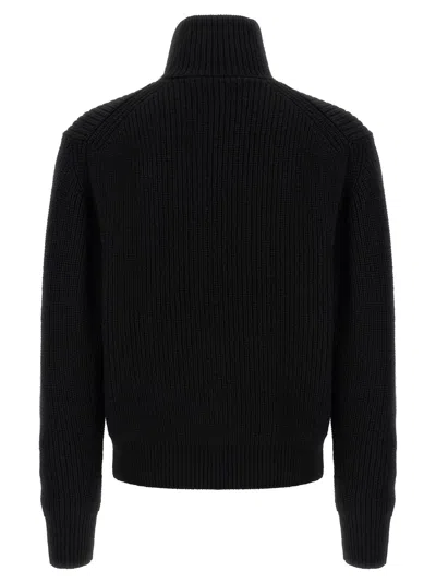 Tom Ford Slim-fit Ribbed Wool And Cashmere-blend Zip-up Cardigan In Black