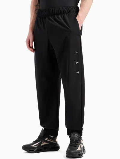 Ea7 Elastic Loose Long Cuff Fitness Training Sweatpants In Black