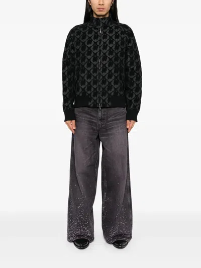 Masu Bat Jacquard Drizzler Jacket In Black