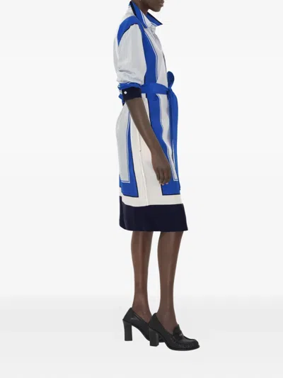 Burberry Knight Stamp Box Silk Shirt Dress In Multi