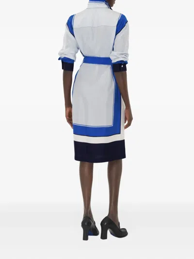 Burberry Knight Stamp Box Silk Shirt Dress In Multi