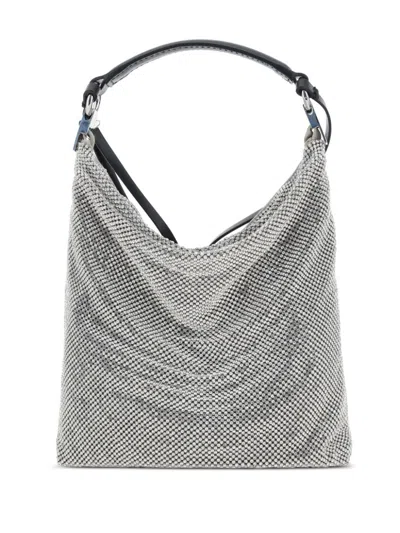 Benedetta Bruzziches Slouchy Draped Shoulder Bag With Rhinestone Embellishment