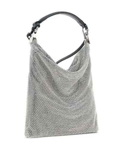 Benedetta Bruzziches Slouchy Draped Shoulder Bag With Rhinestone Embellishment