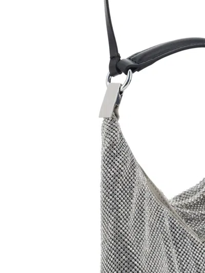 Benedetta Bruzziches Slouchy Draped Shoulder Bag With Rhinestone Embellishment