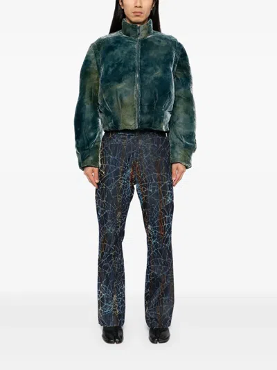 Masu Flocky Rainbow Web Flare Pants In Blue