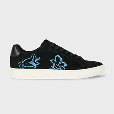Ps By Paul Smith Black Suede 'rex' Embroidery Trainers