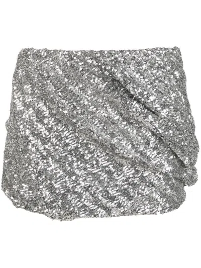 Attico Silver Polyester Skirt In Metallic