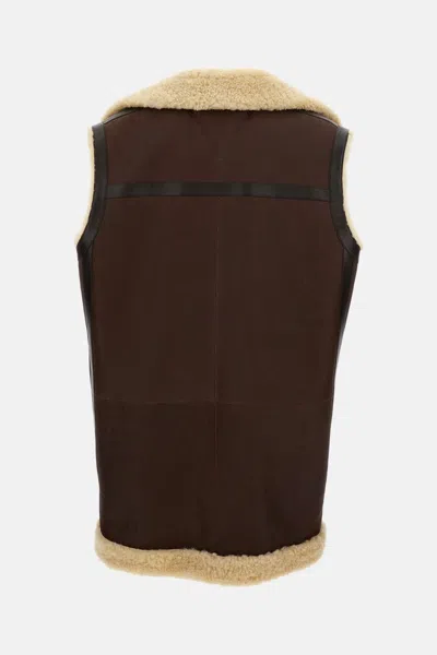 Bottega Veneta Calfskin Long Vest With Sleeveless Design In Neutral
