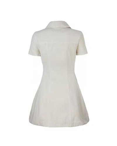 Self-portrait Structured Beige Dress With Classic Collar And Flap Pockets In Neutral