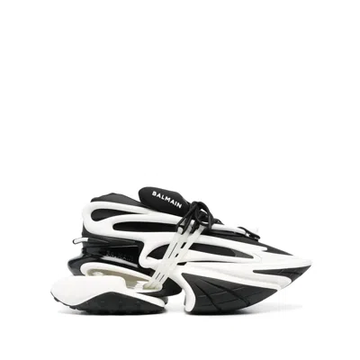 Balmain Unicorn Low Sneakers - Leather - Black In White