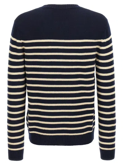 Valentino Chez  Wool Striped Sweater In Black