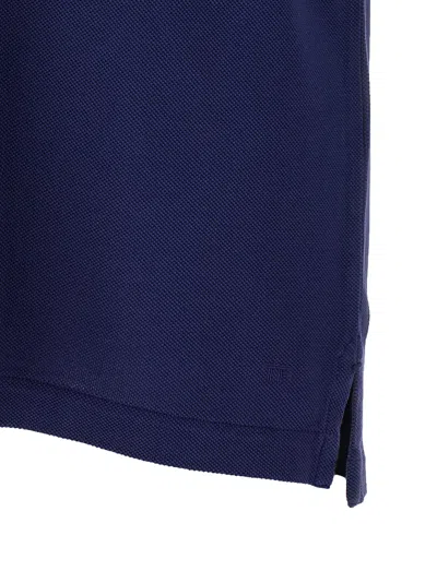 Tom Ford Textured Finish Navy Polo With Front Button Placket In Blue