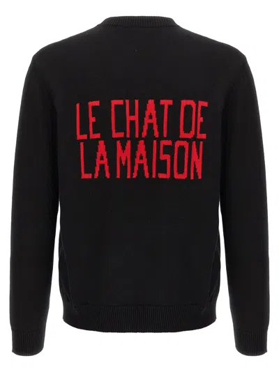 Valentino Wool Cotton Chat De La Maison Sweater In Black