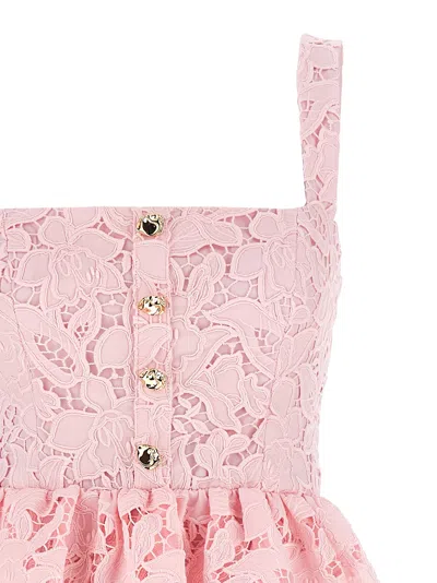 Self-portrait Womens Pink Peplum Sleeveless Lace Midi Dress