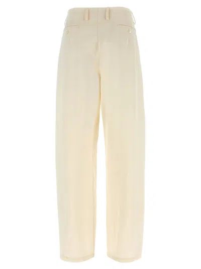 Magda Butrym Pleated Trousers With Belt Loops And Back Pocket In Neutral