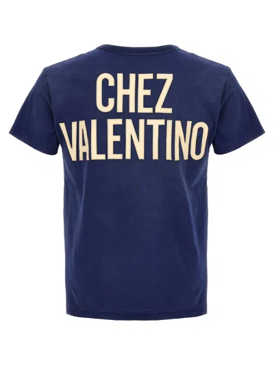 Valentino Panther Graphic Print Crew Neck T-shirt In Blue