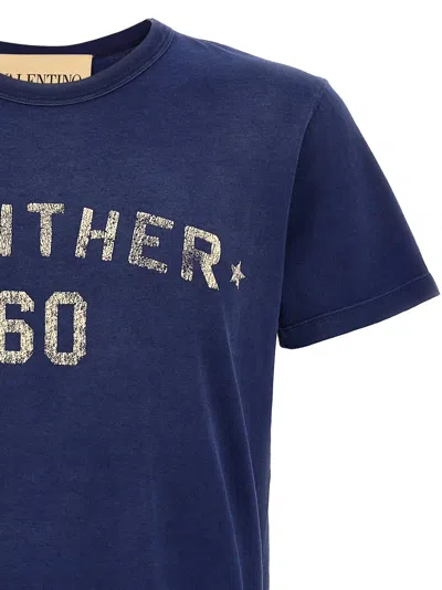 Valentino Panther Graphic Print Crew Neck T-shirt In Blue