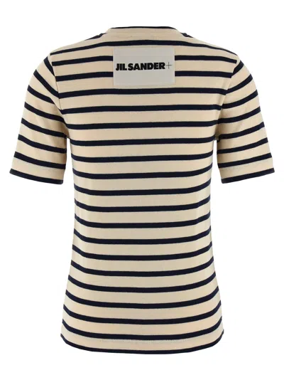 Jil Sander Striped Cotton T-shirt In Neutral