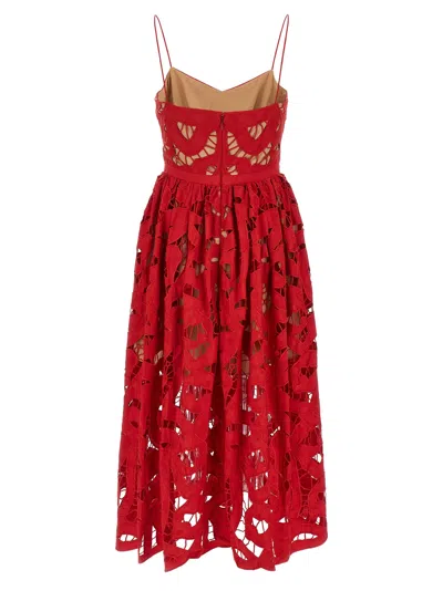 Self-portrait Self Portrait Embroidered Midi Dress With Bow In Red