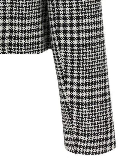 Self-portrait Houndstooth Jacket With Crystals In Gray