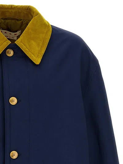 Marni Parka In Gabardine De Coton In Blue