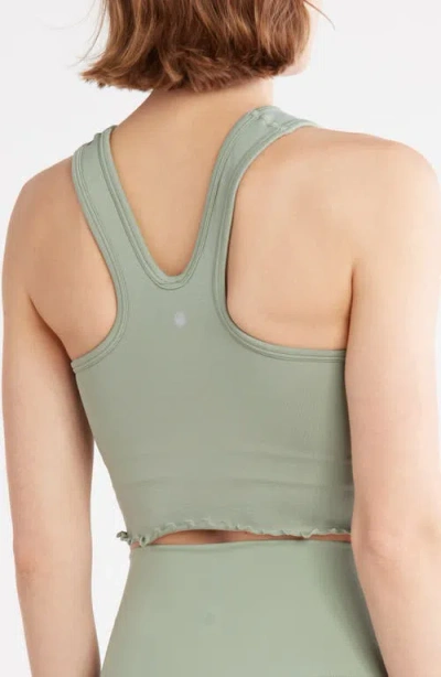 Yogalicious Seamless Hollywood Lettuce Edge Racerback Bralette In Gray