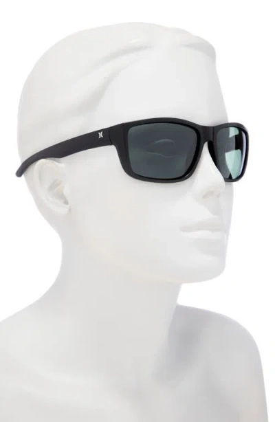 Hurley 52mm Beveled Polarized Rectangular Wrap Sunglasses In Green