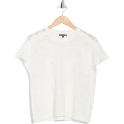 Adrianna Papell Mesh Openwork Sweater In White