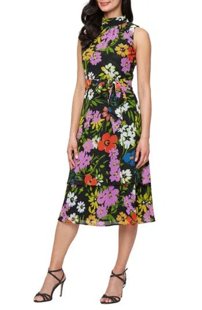 Sl Fashions Women's Sleeveless Double Tier Midi Dress In Multi