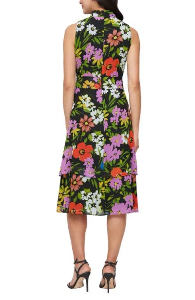 Sl Fashions Women's Sleeveless Double Tier Midi Dress In Multi