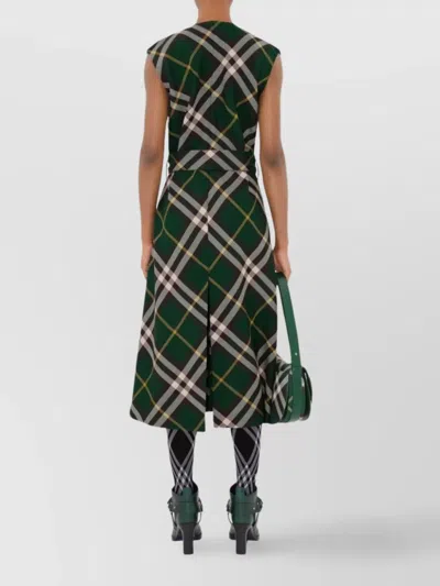 Burberry Women Check Motif Wool Midi Dress In Multi