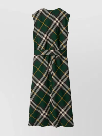 Burberry Women Check Motif Wool Midi Dress In Multi