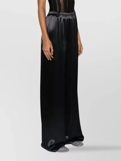 Ferragamo Women Satin Wide Leg Trousers In Black