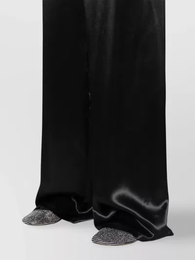 Ferragamo Women Satin Wide Leg Trousers In Black