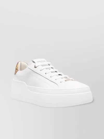 Ferragamo Leather Panelled Platform Sneakers With Rubber Sole In White