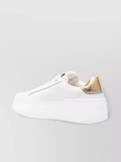 Ferragamo Leather Panelled Platform Sneakers With Rubber Sole In White