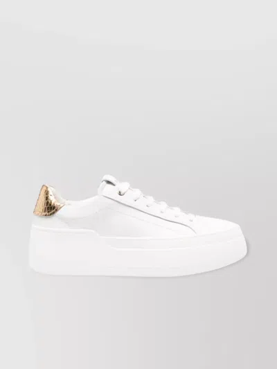 Ferragamo Leather Panelled Platform Sneakers With Rubber Sole In White
