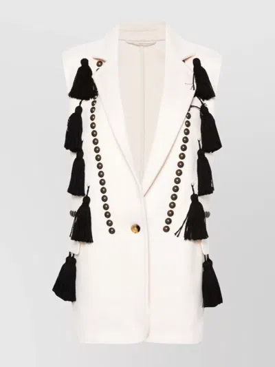 Max Mara Waistcoat With Tassel Embellishments And Notched Lapel In Multi