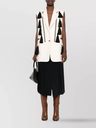 Max Mara Waistcoat With Tassel Embellishments And Notched Lapel In Multi