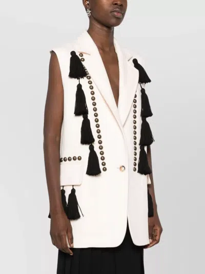 Max Mara Waistcoat With Tassel Embellishments And Notched Lapel In Multi