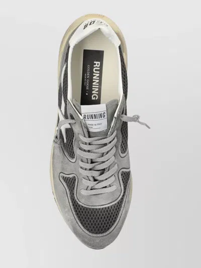 Golden Goose Running Sole In Green Suede With White Leather Star And Heel In Gray