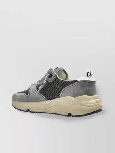 Golden Goose Running Sole In Green Suede With White Leather Star And Heel In Gray