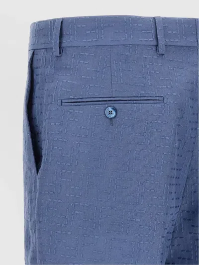 Fendi Light Blue Jacquard Ff Bermuda In Blue