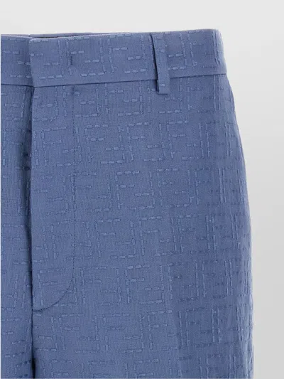 Fendi Light Blue Jacquard Ff Bermuda In Blue