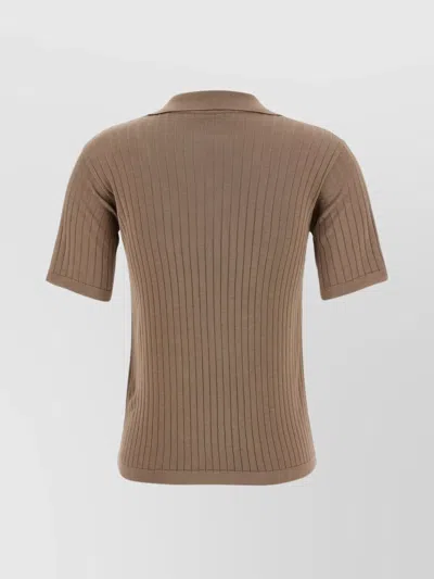 The Row Kaiomi Ribbed Short-sleeve Top In Brown